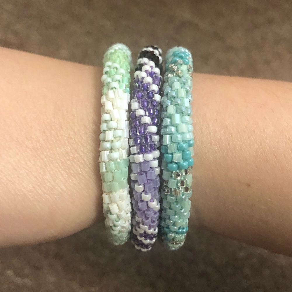 Lily & Laura set of 3 purple/blue beaded bracelets